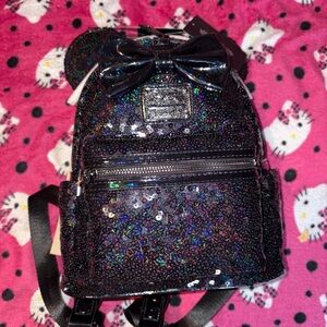 Loungefly Disney Celestial Dreams Black Holographic Sequin Minnie Mini Backpack
